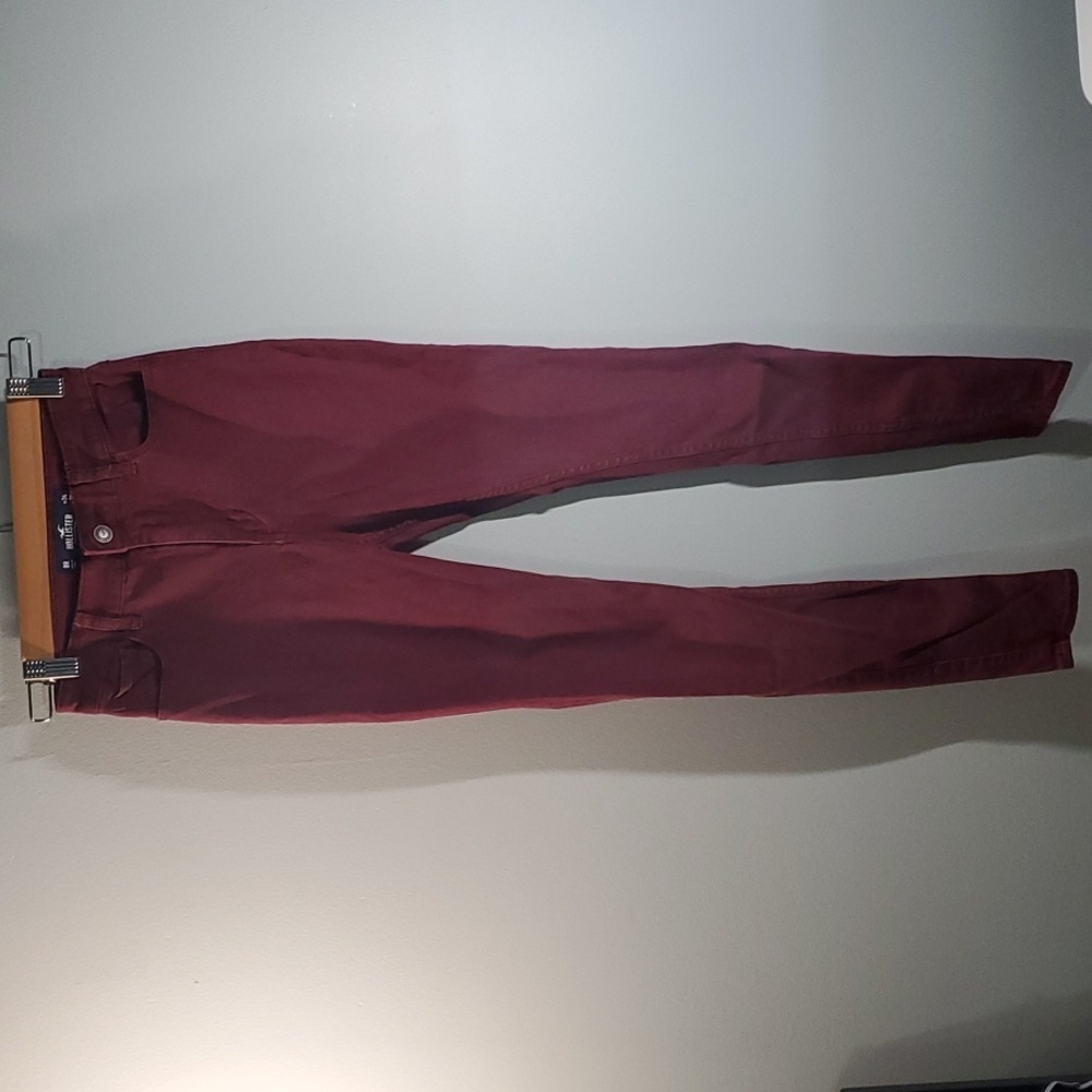 Hollister Burgundy Pants Womens Size 0 High-rise Super Skinny Classic Stretch - Picture 3 of 14